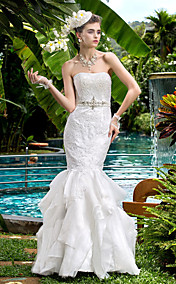 Trumpet/Mermaid Strapless Satin Floor-length Wedding Dresses