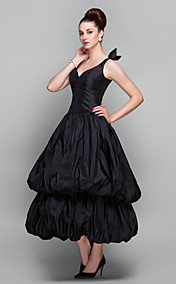 Ball Gown V-neck Ankle-length Taffeta Evening Dress 