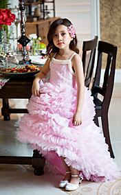 A-line Straps Asymmetrical Organza Flower girl dress
