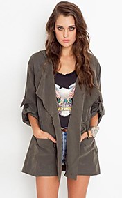  RICHCOCO Women's Cuff-Button Long-sleeved Hoded Coat Outerwear in Top Quality