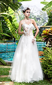 A-line Sweetheart Lace And Satin Floor-length Wedding Dresses