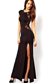 Women's Lace Sexy Cut Out High Split Maxi Dress