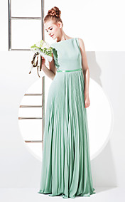 Sheath/Column Bateau Floor-length Georgette Bridesmaid Dress (1469119)