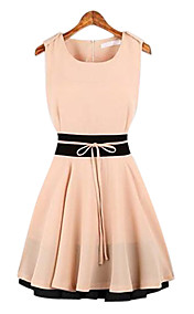 Women‘s Splicing Color Ruffle Mini Dress