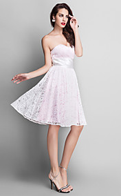 A-line Sweetheart Knee-length Lace And Stretch Satin Bridesmaid Dress (910054)
