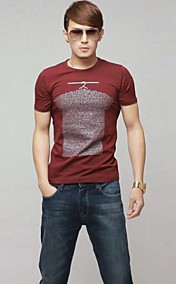 Men's Round Collar Casual Pritn Cotton Short Sleeve T-Shirts