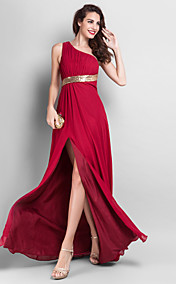 Sheath/Column One Shoulder Floor-length Chiffon Evening Dress (759901)