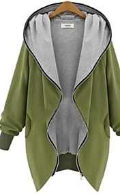 Women's V Neck Zipper Plus Size Hooded Cardigan Coat