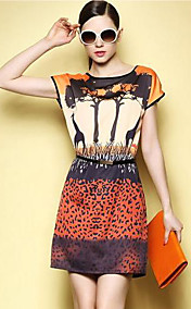 TS Print Short Sleeves Woment's Organza Dress
