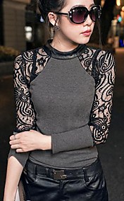 Women's Baroque Lace Splicing Long Sleeve Shirt