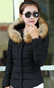 Women's Down Coat with Detachable Faux Fur Collar