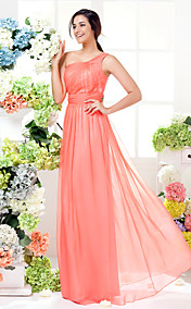 Sheath/Column One Shoulder Floor-length Chiffon Bridesmaid Dress (1466937)