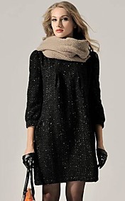 Women's Loose Three Quarter Sleeve Woolen Dresses
