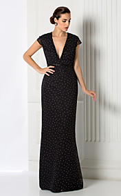 Sheath/Column V-neck Floor-length Chiffon Evening Dress (1351413)