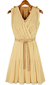 Women's Pleat Sleeveless Chiffon Dress