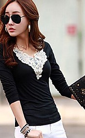 Women's  Slim  Long  Sleeve  Lace  T-Shirt