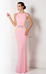 Free Measurements ! Trumpet/Mermaid Jewel Floor-length Jersey Evening Dress (949394)