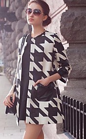 Women's Black And White Female Long Dust Coa Outerwear