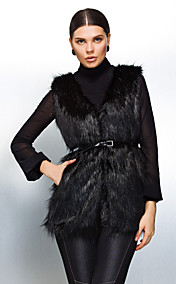 Fur Vest With Delicate Sleeveless Collarless In Faux Fur Casual/Party Vest (More Colors)