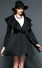 inpluslady ™ Women's Autumn And Winter Fashion The Major Suit Falbala Slim Belted Trench Coat Outerwear