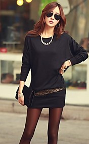 Women's  Sexy Round Collar Long Sleeve Slim Fitting  Dress