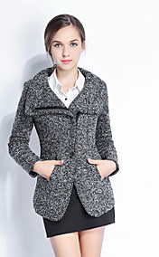 Hanyijia Women's Fashion Zipper Tweed Coat