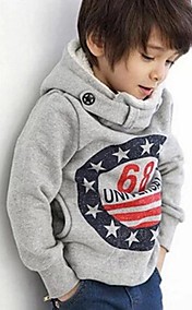 Boy's Fashion Personality British Style Double Row Button Hooded Fleece