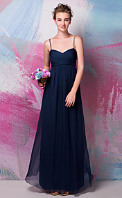 Sheath/Column Spaghetti Straps Floor-length Silk Bridesmaid Dress