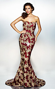 Trumpet / Mermaid Sweetheart Court Train Sequined Evening Dress