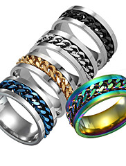 Fashion Women Mens Steel Rotatable Chain Band Ring Finger Spinner Ring Toy VN
