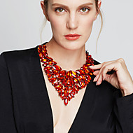 baratos -Mulheres Safira Cristal Colares Declaração Colar de babador Pêra Colares Statement Chunky Importante senhoras Luxo Europeu Pedras preciosas sintéticas Zircão Vermelho Verde Azul Colar Jóias Para