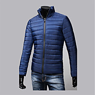 Homens Diário / Para Noite Estampa Colorida / Sólido Padrão Acolchoado, Poliéster Manga Longa Inverno Colarinho Chinês Preto / Branco / Laranja M / L / XL / Delgado