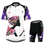 Arsuxeo Mulheres Manga Curta Camisa com Shorts para Ciclismo Verde Branco / preto Laranja Borboleta Moto Conjuntos Respirável Tapete 3D Secagem Rápida Design Anatômico Bolso Traseiro Esportes