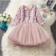 baratos -Infantil Para Meninas Sólido Altura dos Joelhos Vestido Rosa