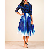 Mulheres Evasê Vestido - Renda, Geométrica Médio