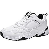 Homens Sapatos Confortáveis Couro Ecológico Outono Tênis Caminhada Preto / Branco