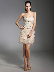 cheap -Sheath / Column Holiday Homecoming Cocktail Party Dress Strapless Sleeveless Short / Mini Lace with Lace Beading 2022