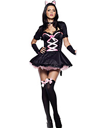cheap -Women&#039;s Fifty Shades Sexy Uniforms Sex Cosplay Costume Sexy Costumes Patchwork Coat Dress Headpiece / Organza / Gloves / T-Back / Stockings