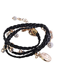 cheap -Women&#039;s Wrap Bracelet Leather Gold Plated Bracelet Jewelry White / Black / Blue For Party Daily Casual
