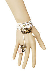 cheap -Lureme®Mask Flower Pattern White Lace Antique Copper Bracelet
