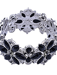 cheap -Lureme®Alloy Flower Pattern Connected Zircon Bracelet (Black)