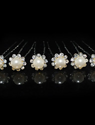 cheap -Beautiful Six Pieces Alloy Wedding Bridal Hairpins With Rhinestones And Imitation Pearls