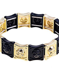 cheap -Lureme Gold Tone Alloy Skull Pattern Elastic Bracelet