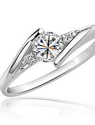 cheap -1pc Band Ring Ring For Women&#039;s Synthetic Diamond Party Wedding Birthday Zircon Cubic Zirconia Platinum Plated Solitaire Round Cut Halo Love Silver Clear