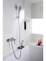 cheap -Wall Mounted Brass Shower Faucet Set,Zinc Alloy Handle Contemporary Chrome Single Handle Two Holes Bath Shower Mixer Taps with Hot and Cold Switch and Ceramic Valve