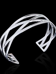 cheap -Lureme®925 Sterling Silver Plated Crossed Lines C Shape Bracelet
