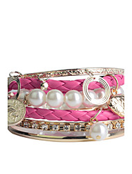 cheap -Women&#039;s Wrap Bracelet Pearl Leather Gold Plated Bracelet Jewelry Pink For Party Daily Casual