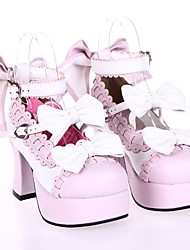 cheap -Women&#039;s Lolita Shoes Gothic Lolita High Heel Shoes Bowknot 7.5 cm White Pink PU Leather / Polyurethane Leather Halloween Costumes
