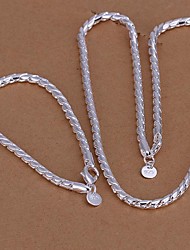 cheap -Lureme®Men&#039;s Jewelry set Plated 925 Silver Twistedstring Necklace Bracelet