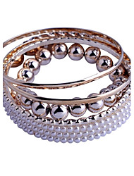 cheap -Lureme®Beads Bracelet with Three Rows of pearl/Alloy Bracelet Suit